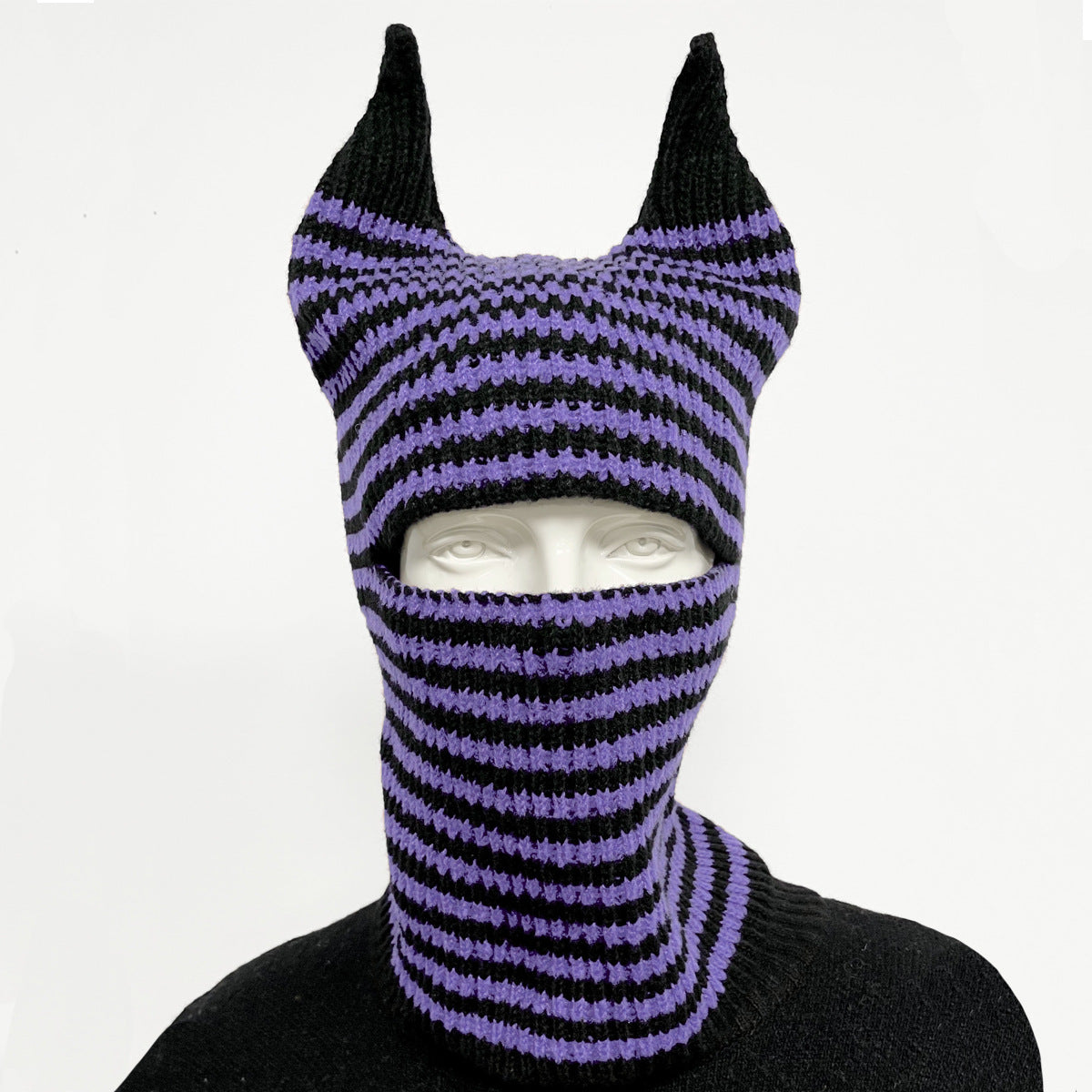 Halloween Funny Striped Horn Knitted Hat