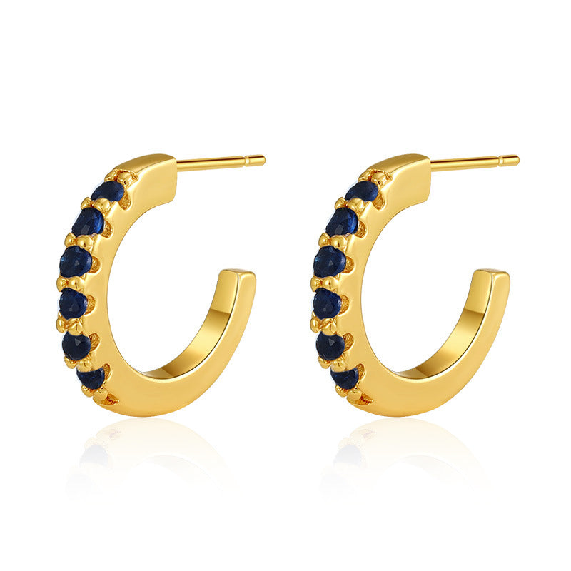 Micro-set Zircon Letter Semi-circle Versatile Earrings For Women